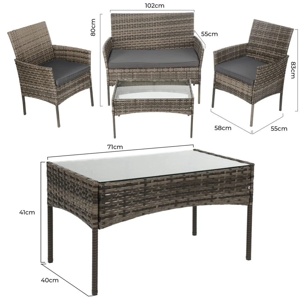 Garden Corner Sofa Set – PE Rattan Patio Lounge Furniture with Coffee Table