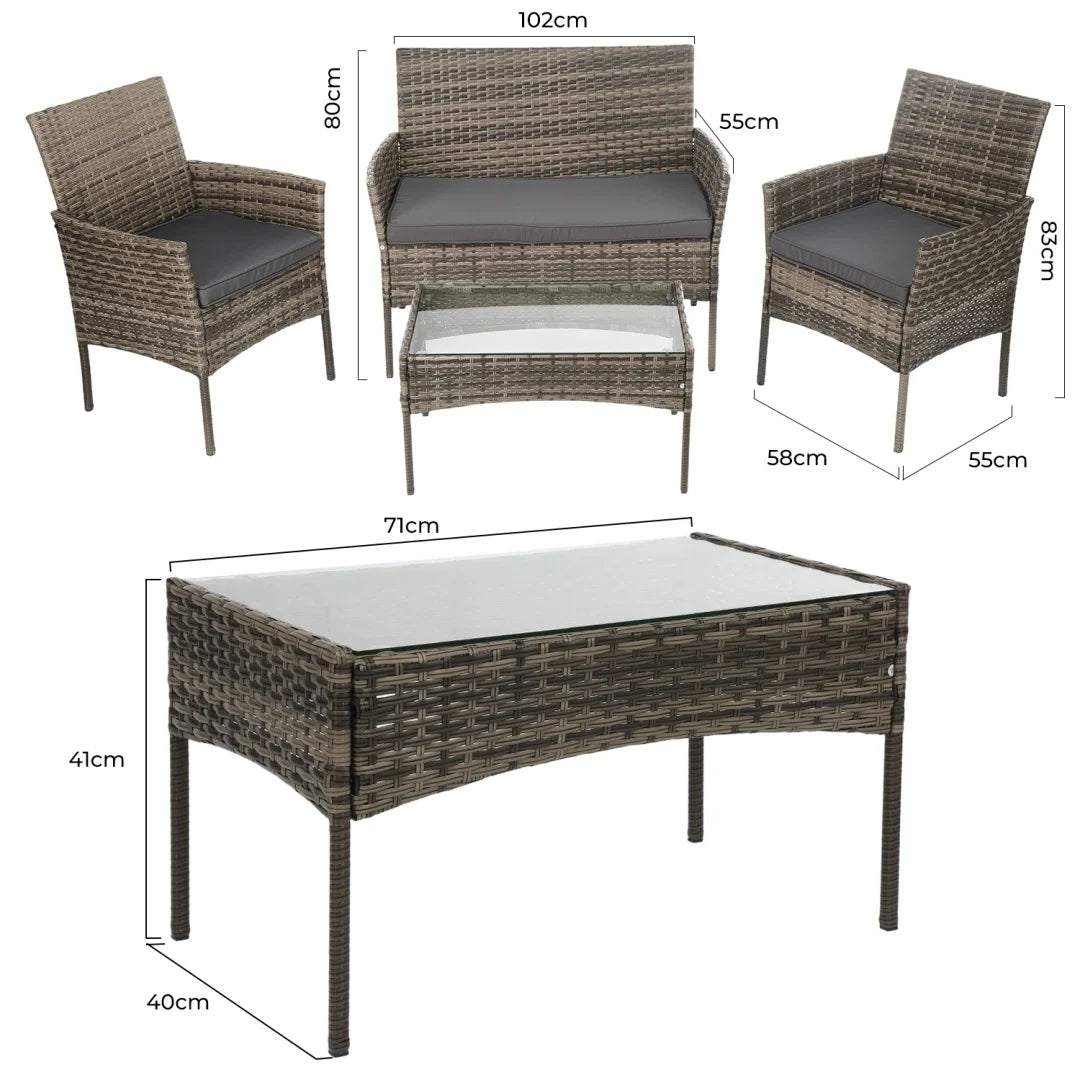 Garden Corner Sofa Set – PE Rattan Patio Lounge Furniture with Coffee Table