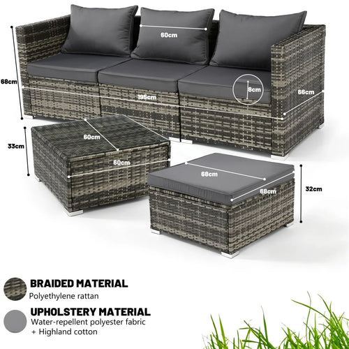 Garden Corner Sofa Set – PE Rattan Patio Lounge Furniture with Coffee Table
